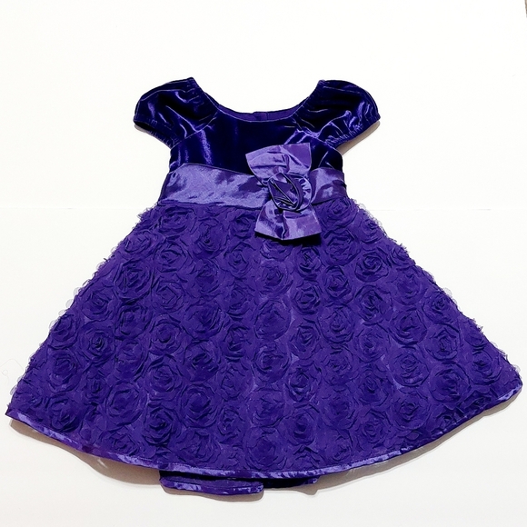 Purple Velvet Satin Rosette Jona Michelle Children's Dress Size 3T‎ - Picture 2 of 4
